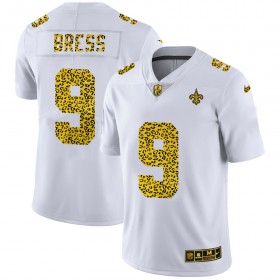 Camiseta Hombre NFL New Orleans Saints Drew Brees 9 Nike Flocked Leopard Print Blanco